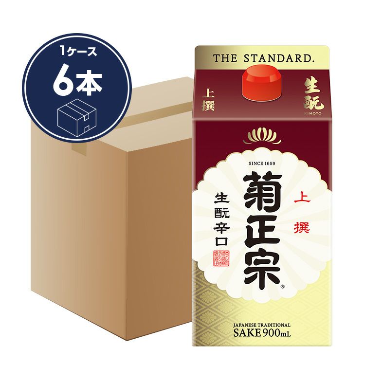 「菊正宗　上撰 さけパック・ 生もと辛口900mLパック × 6本」